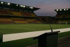 Empty sponsor board at a football stadium representing Chile's unregulated betting sponsorship debate