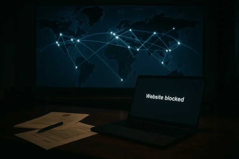 Regulatory analysts studying a world map of cross-border gambling enforcement leads on screen